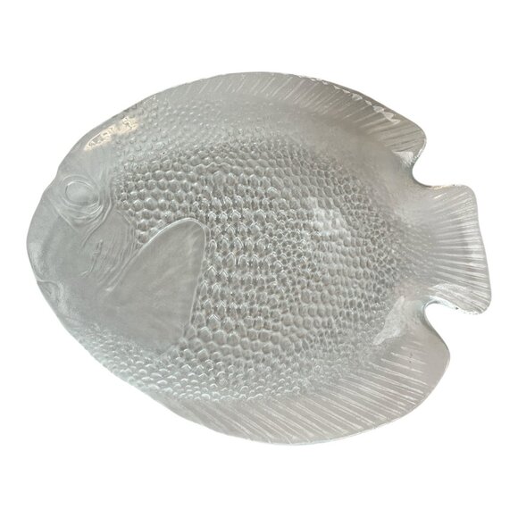 Vintage 1970s 1980s Arcoroc France Glass Fish Plate 10x8 Coastal Nautical Beach - Picture 2 of 4